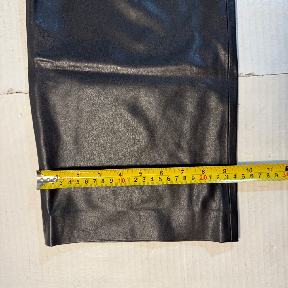 Veronica Beard Sz 8 pants Black Faux Leather High Waisted Wide Leg Crop Elegant - Picture 13 of 16
